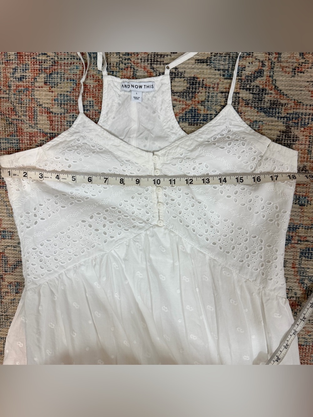 White Eyelet Lace Boho Maxi Dress Women’s Large | Cottagecore Coastal Prairie - Picture 9 of 13